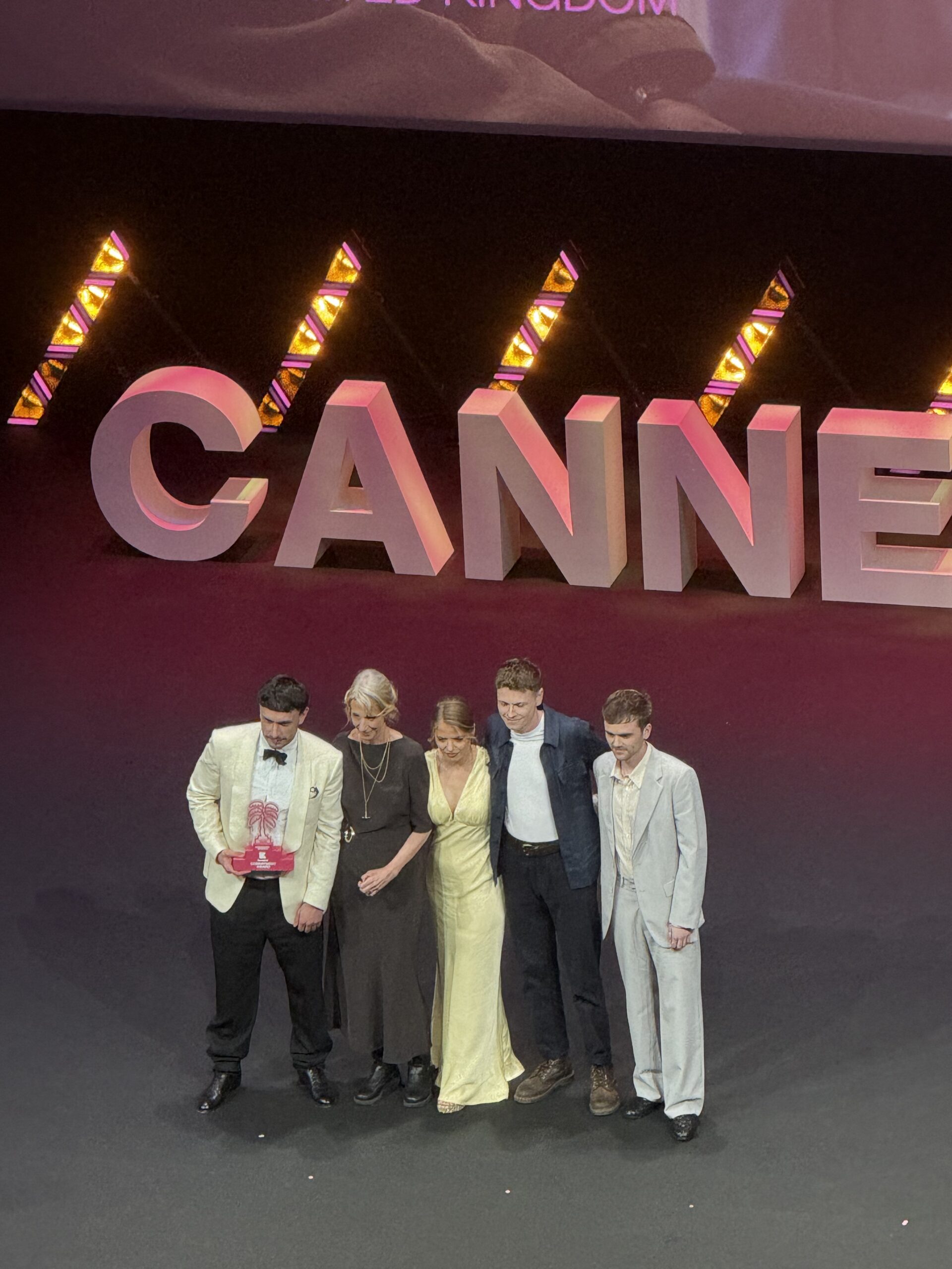 Richard Gadd and the Half Man team receiving the Konbini Prix de l'Engagement at CANNESERIES 2026